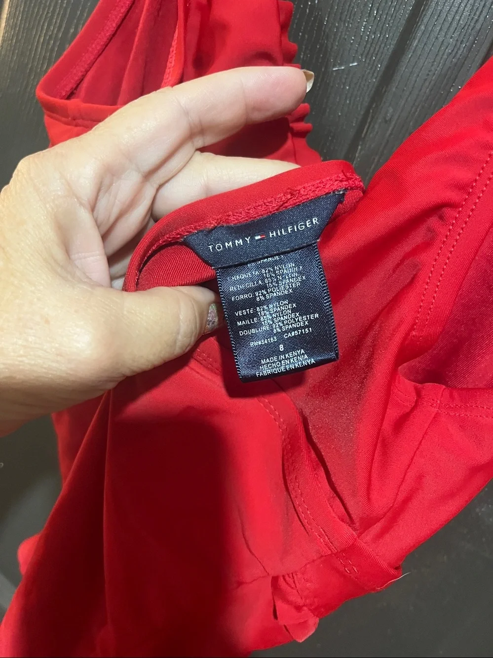 Tommy Hilfiger Red Girls One-Piece Ruffle Swim Suit